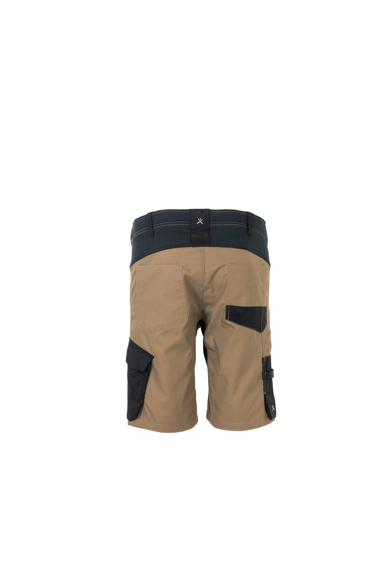 Braune Utility-Cargo-Shorts mit mehreren schwarzen Taschen, entwickelt für Langlebigkeit und Funktionalität.