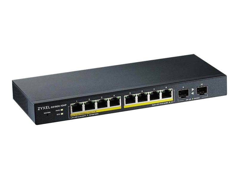 Zyxel GS1900-10HP - Switch - Smart - 8 x 10/100/1000 (PoE+)