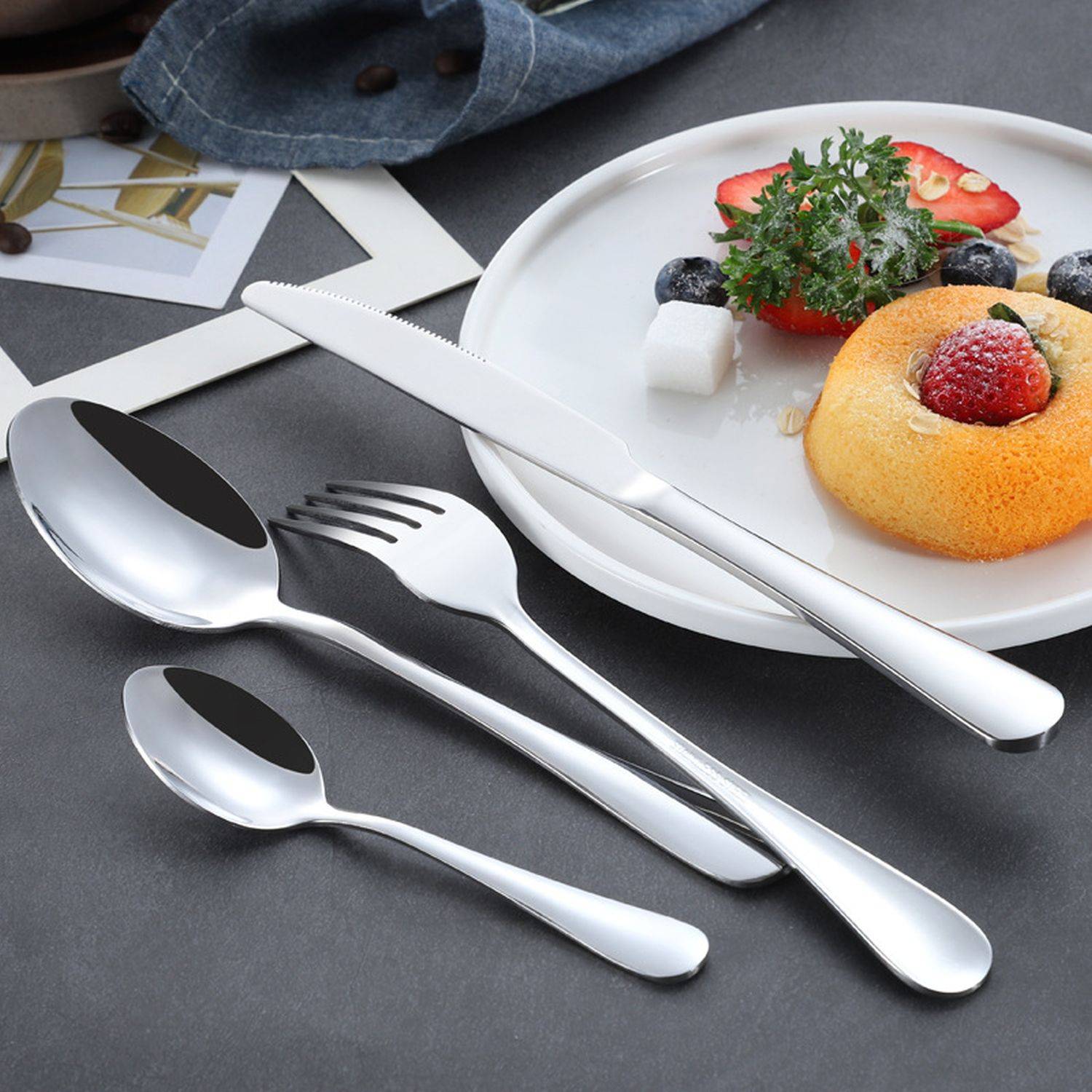 Besteckset für 6 Personen 24-teilig 18/10 Edelstahl Essbesteck Besteck
