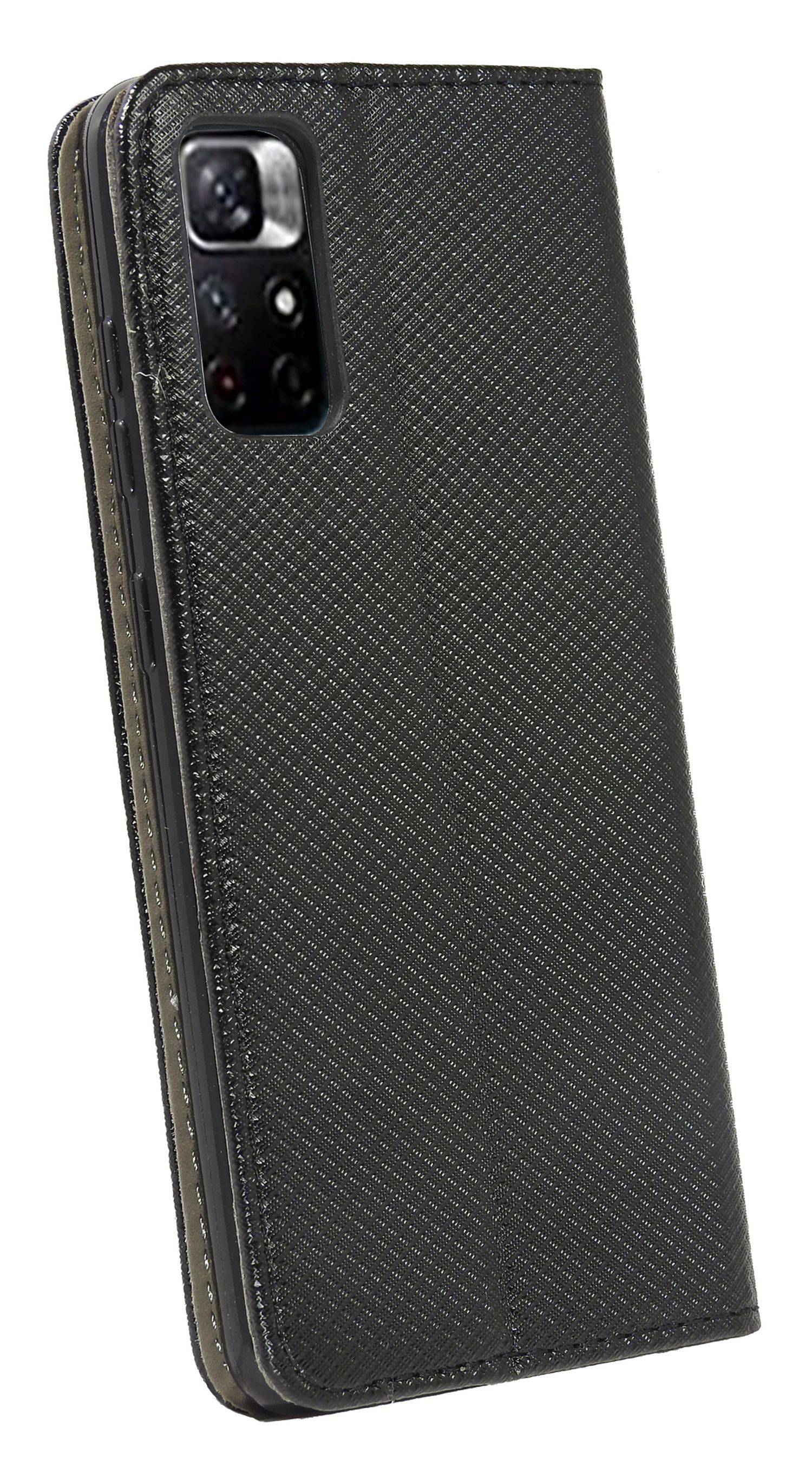 Smart Magnet Tasche kompatibel mit Xiaomi Redmi Note 11s 5G Handy Hülle Etui Brieftasche Schutzhülle mit Standfunktion, Kartenfach Schwarz