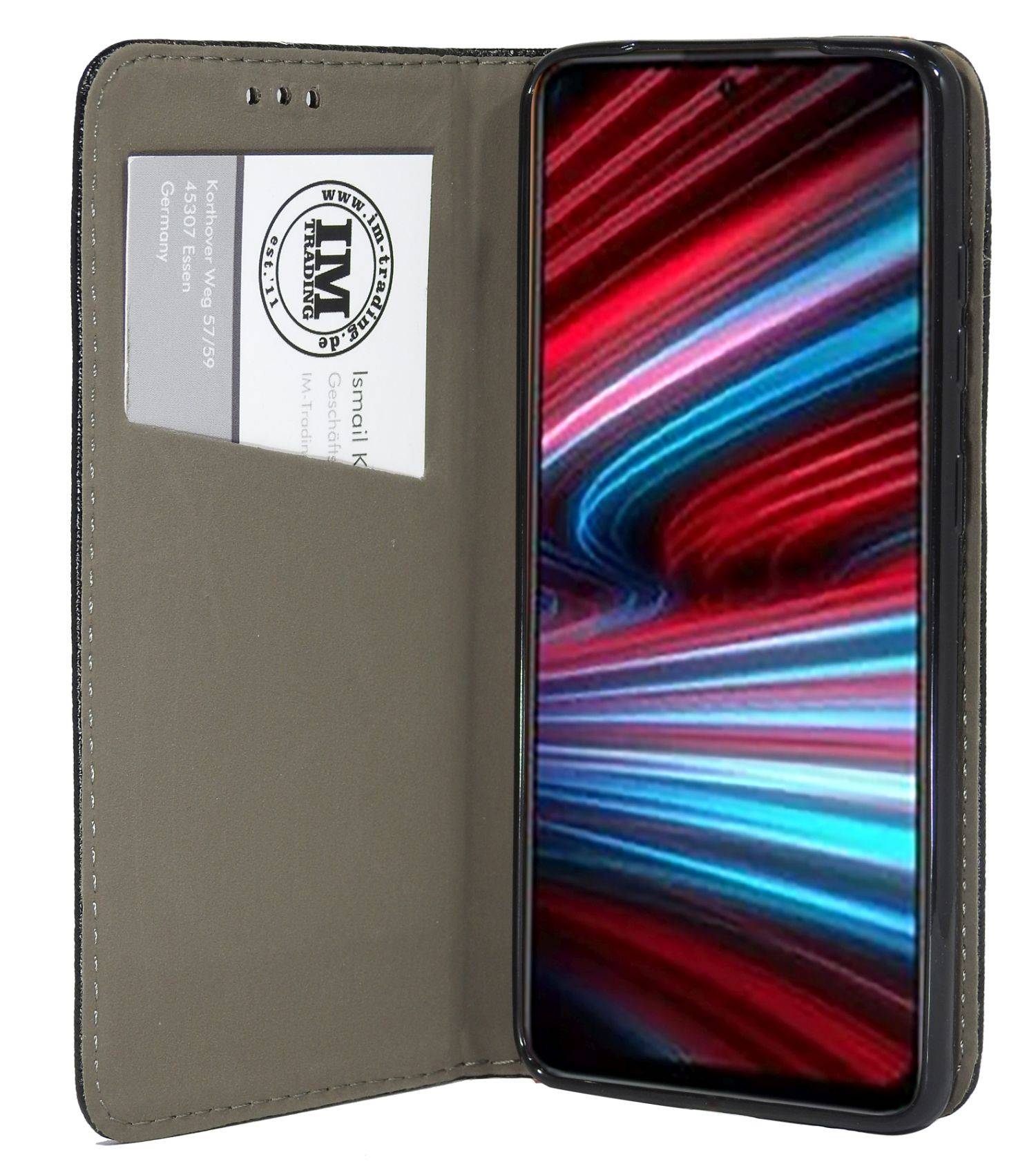 Smart Magnet Tasche kompatibel mit Xiaomi Redmi Note 11s 5G Handy Hülle Etui Brieftasche Schutzhülle mit Standfunktion, Kartenfach Schwarz