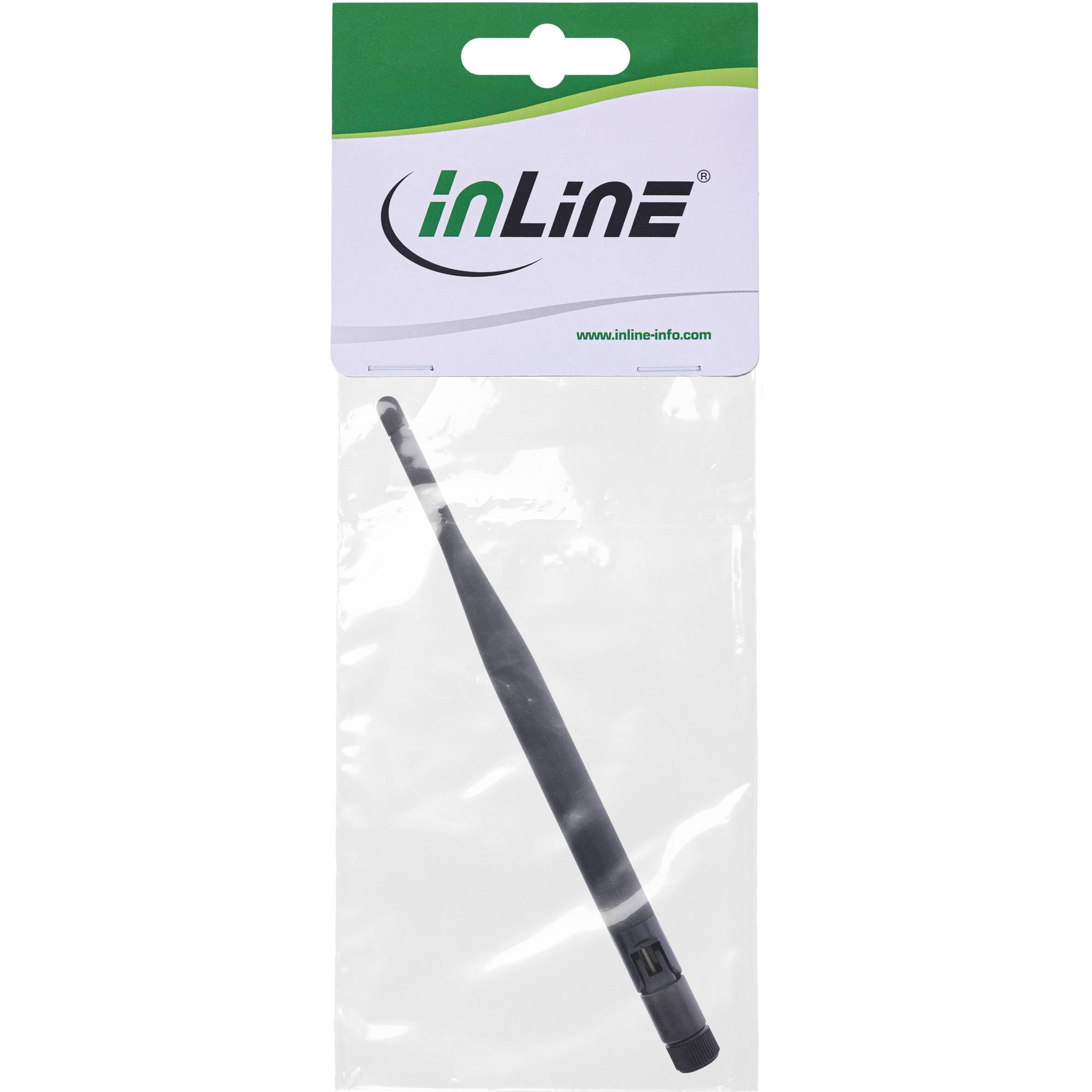 InLine WLAN Gummi Antenne - für AP und Router - SMA - 5dBi - Schwarz