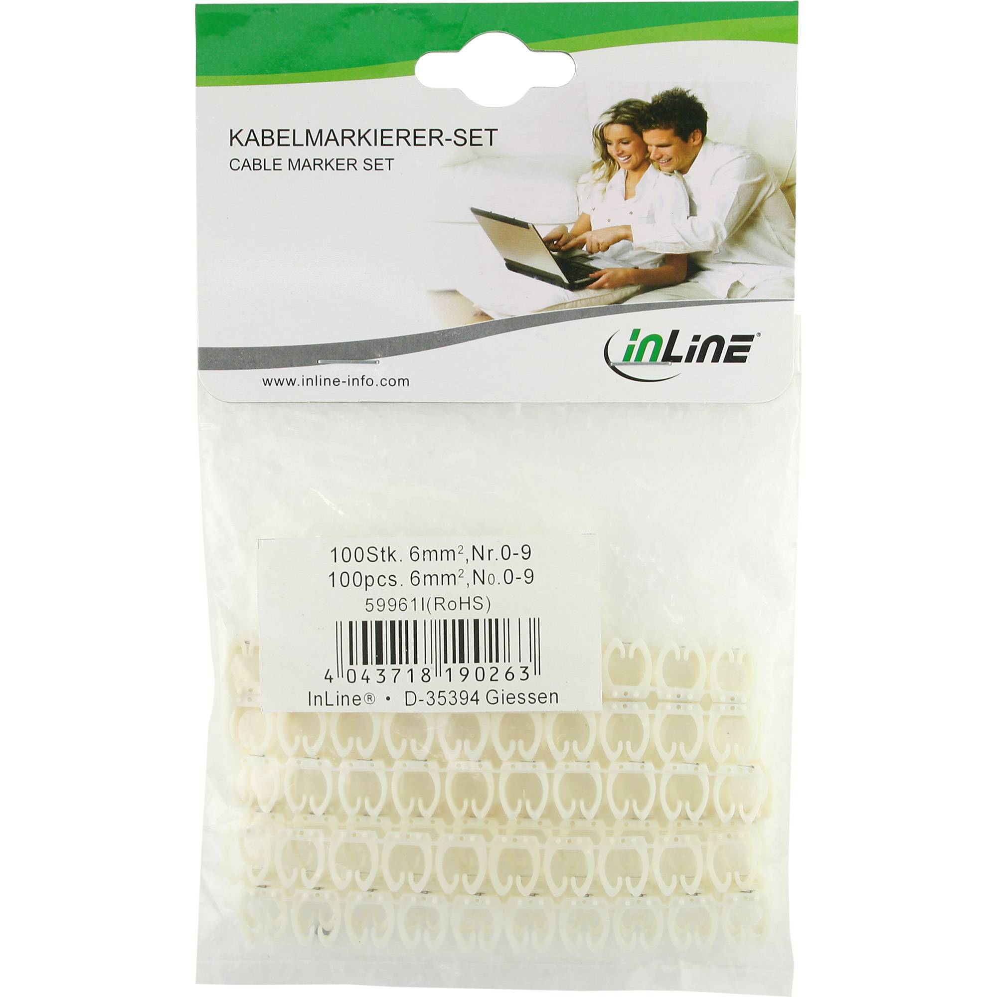 INLINE - 100er Pack Kabelmarkierer 6mm - Nr.0-9 - weiß