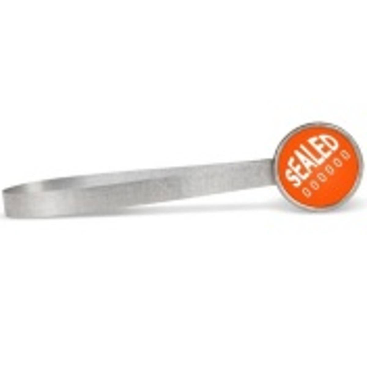 TinLock Fixlängenplombe, Zinnblech, Weiß, 7 mm Bandbreite x 190 mm (Nutzlänge), Aufdruck: fortlaufende Nummer (1 Pack mit 100 Stück)