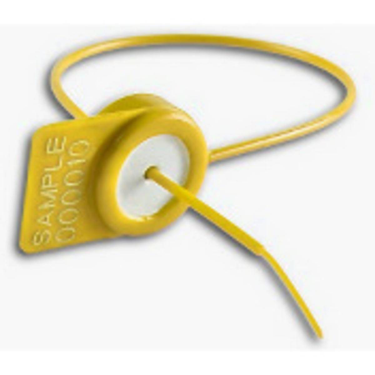 microLock Durchziehplombe, Nylon, Gelb, 1,3 mm Durchmesser x 170 mm (Nutzlänge), Aufdruck: Fortlaufende Nummer (100 Stück)