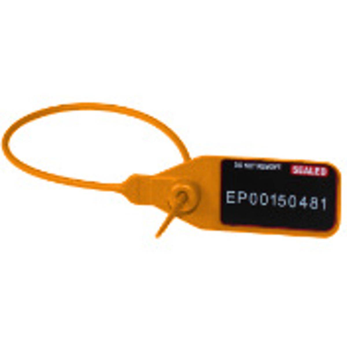 Universal-Lock M Durchziehplombe, Polypropylen, Orange, 2,3 mm Durchmesser x 200 mm (Nutzlänge), Aufdruck: fortlaufende Nummer (1 Pack mit 100 Stück