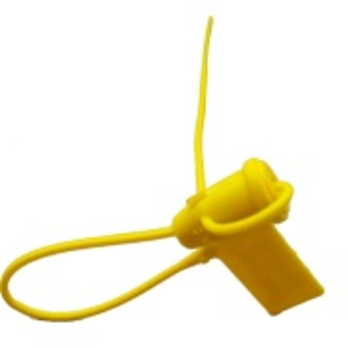 Dual-Lock Durchziehplombe, Nylon, Gelb, 1,9 mm Durchmesser x 215 mm (Einsatzlänge), Aufdruck: Fortlaufende Nummer (100 Stück)