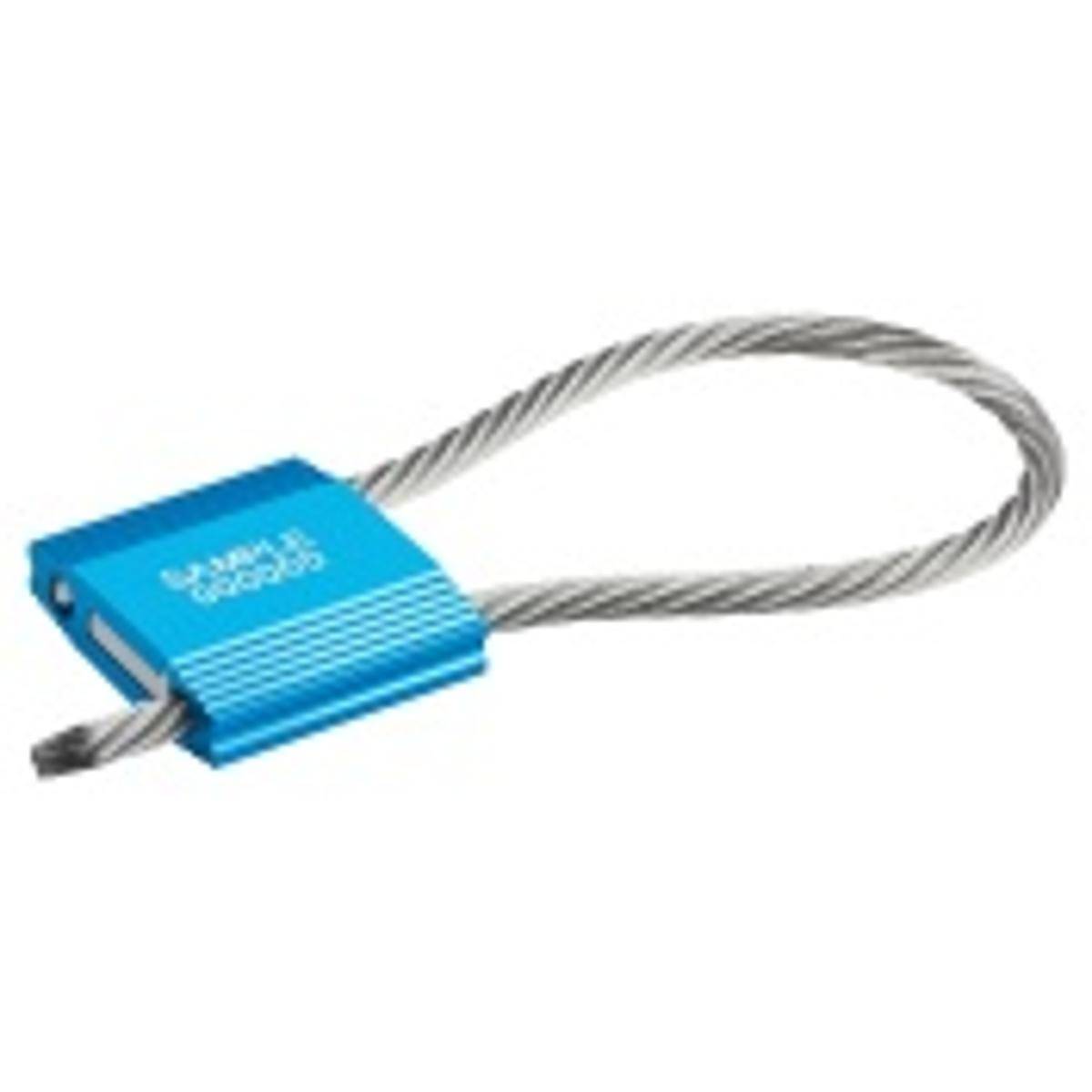 CableLock 500 - Verstellbare Drahtseilplombe, ISO/PAS 17712:2013, C-TPAT, Aluminium, mit Stahlkabel, Blau, 5mm Durchmesser x 330mm (Nutzlänge)