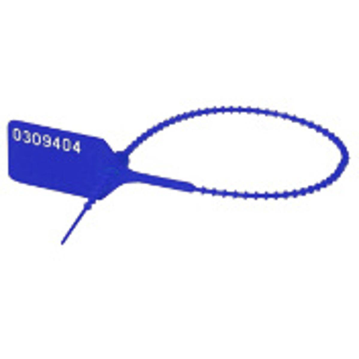 PinchLock light Durchziehplombe, Polypropylen, Blau, 2,3 mm Durchmesser x 190 mm (Nutzlänge), Aufdruck: fortlaufende Nummer (1 Pack mit 100 Stück)