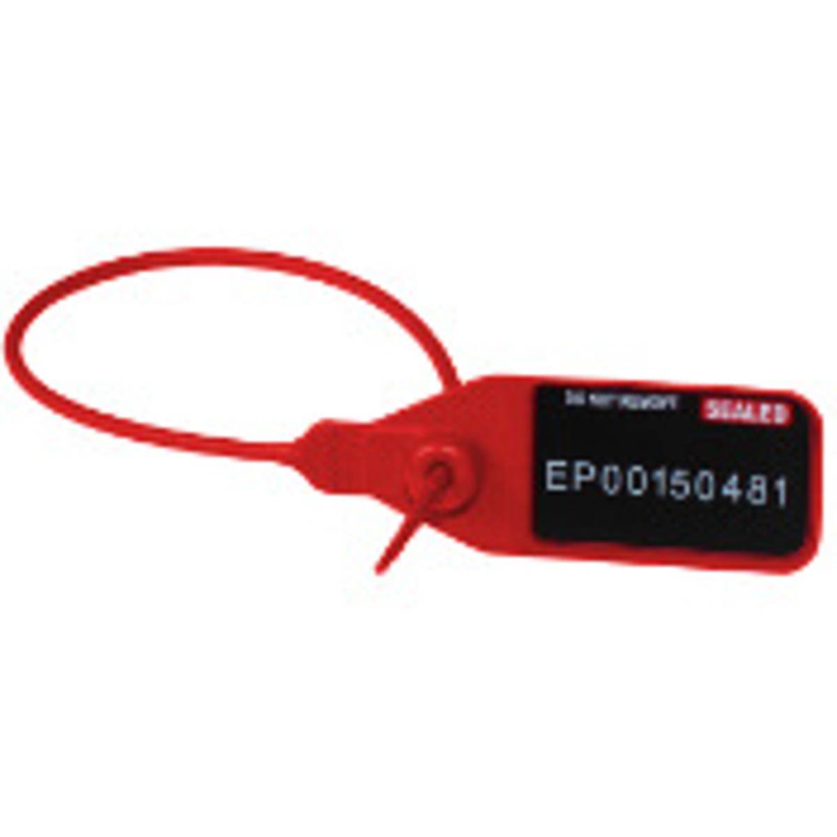 Universal-Lock M Durchziehplombe, Polypropylen, Rot, 2,3 mm Durchmesser x 200 mm (Nutzlänge), Aufdruck: fortlaufende Nummer (1 Pack mit 100 Stück)