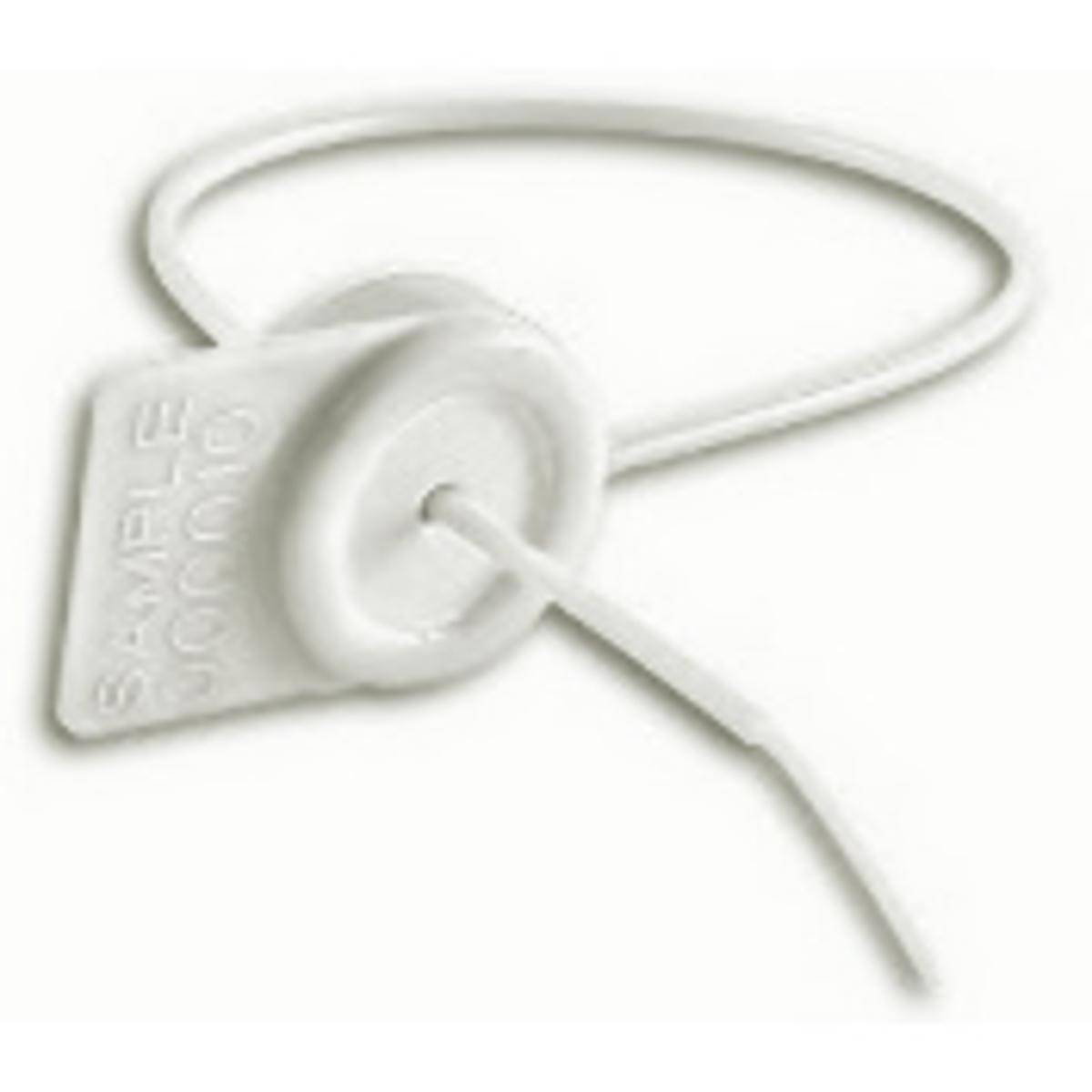 microLock Durchziehplombe, Nylon, Weiß, 1,3 mm Durchmesser x 170 mm (Nutzlänge), Aufdruck: Fortlaufende Nummer (100 Stück)