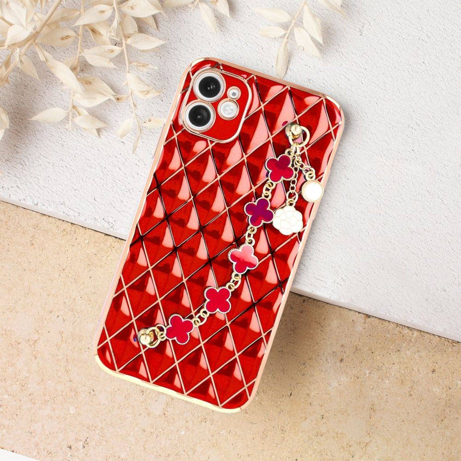 Schutzhülle Handy Hülle Trend Case mit einer Kette Design Cover kompatibel mit Samsung Galaxy A52s 5G Rot