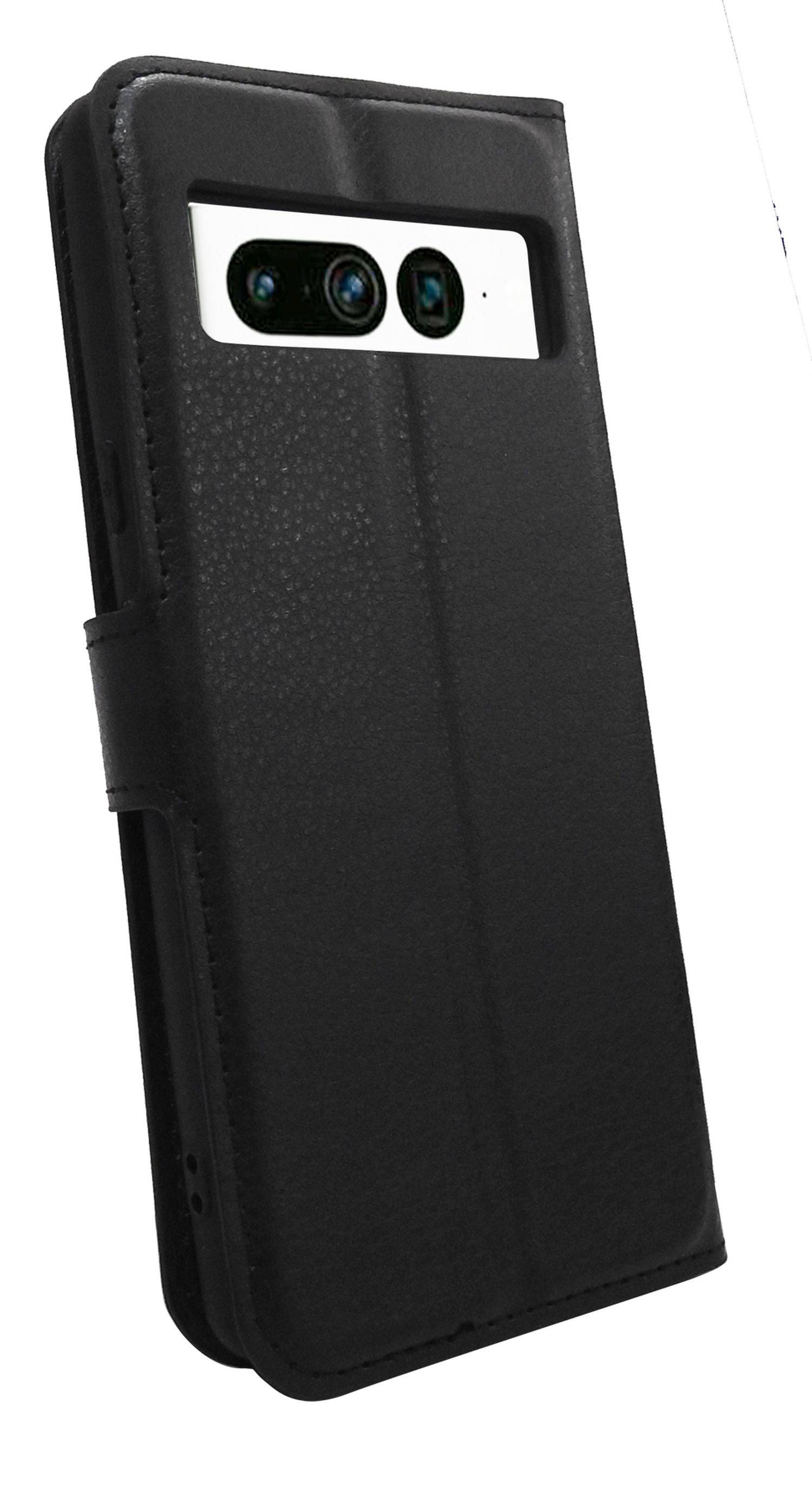 Buch Tasche "Fancy" kompatibel mit GOOGLE PIXEL 7 PRO Handy Hülle Etui Brieftasche Schutzhülle mit Standfunktion, Kartenfach Schwarz