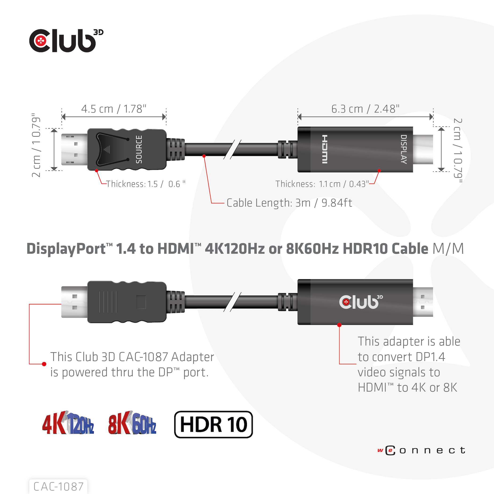 Club 3D Adapterkabel - DisplayPort männlich zu HDMI männlich