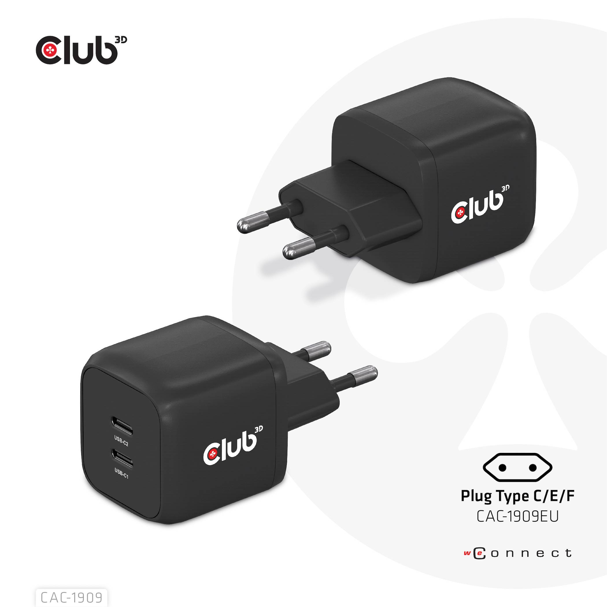 Club 3D CAC-1909 - Netzteil - PPS- und GaN-Technologie - 45 Watt - 3 A - PD 3.0