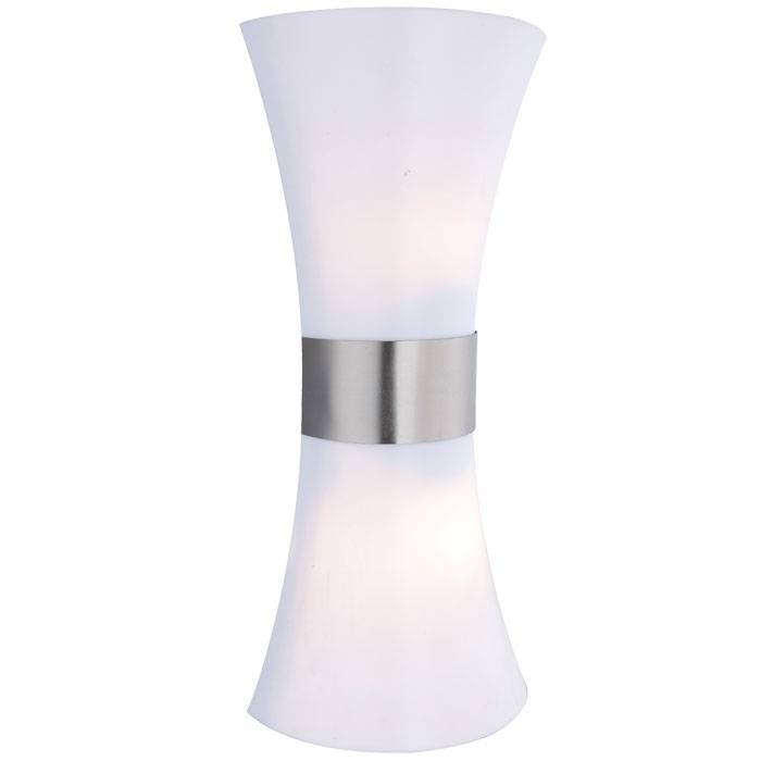 Wandleuchte Wandlampe Außenleuchte Hauswandleuchte Terrassenleuchte, IP44 2 flammig Up & Down, Edelstahl opal, 2x E27 Fassungen, HxBxÜ 35x16x9,4cm