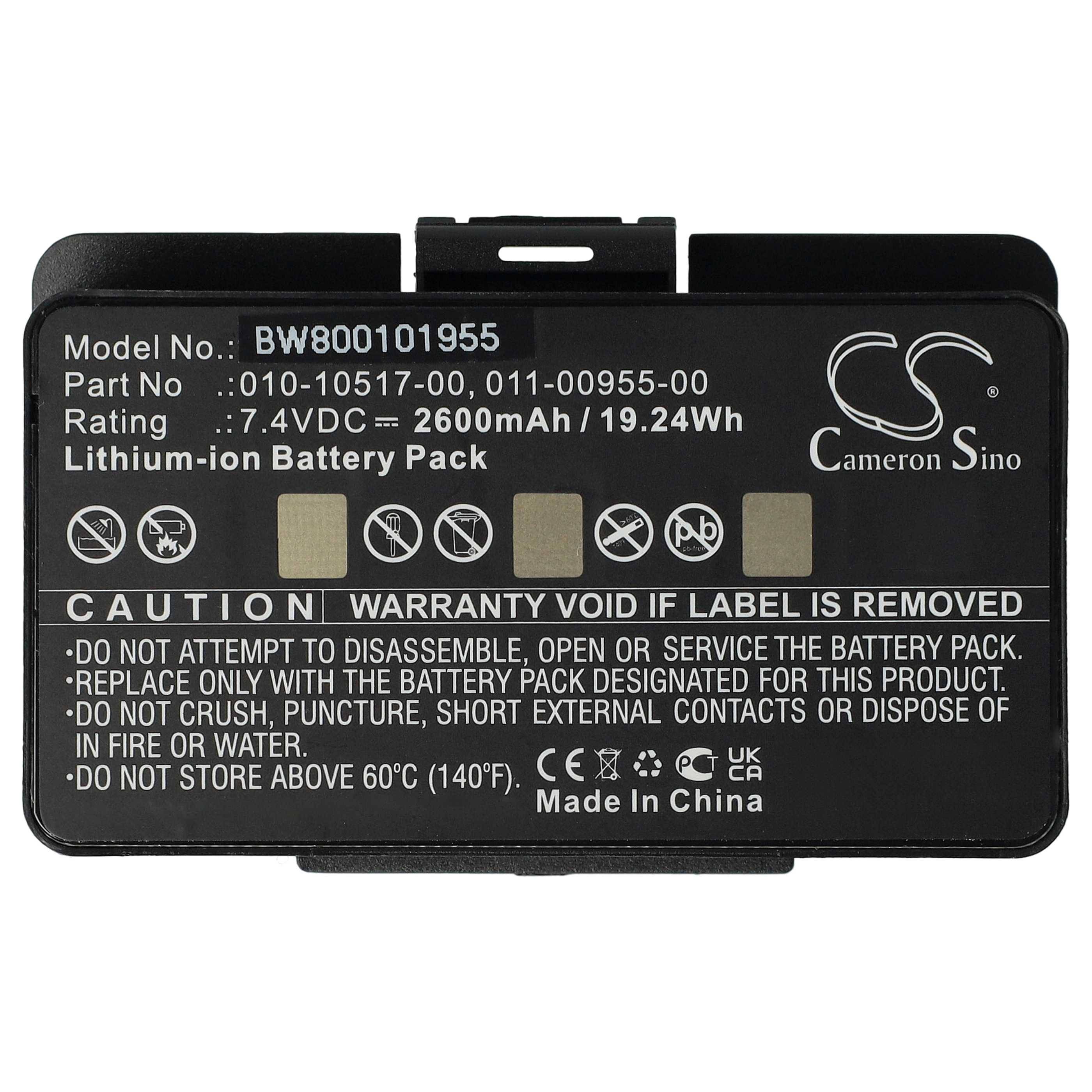 vhbw Akku Ersatz für Garmin 010-10517-00, 010-10517-01, 011-00955-00, 01070800001 für GPS Navigation Navi (2600 mAh, 8,4 V, Li-Ion)