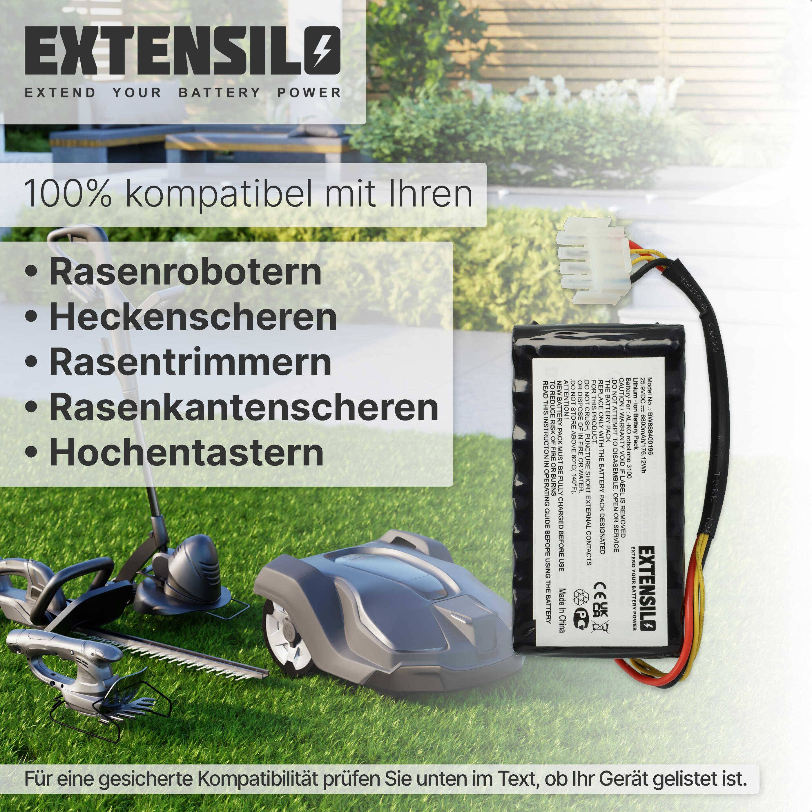 EXTENSILO Akku kompatibel mit Brill Roboliner 474011 Rasenroboter Rasenmäher (6800mAh, 25,9V, Li-Ion)