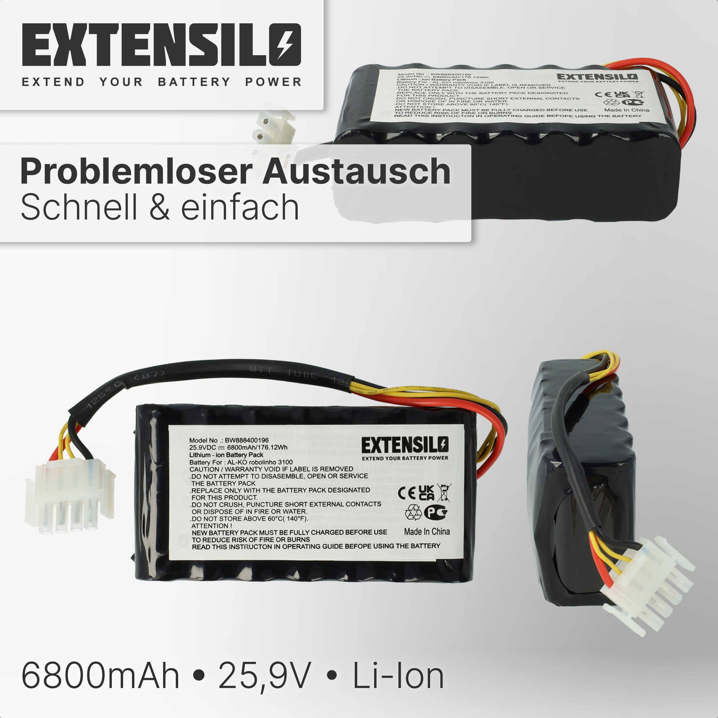 EXTENSILO Akku kompatibel mit Brill Roboliner 474011 Rasenroboter Rasenmäher (6800mAh, 25,9V, Li-Ion)