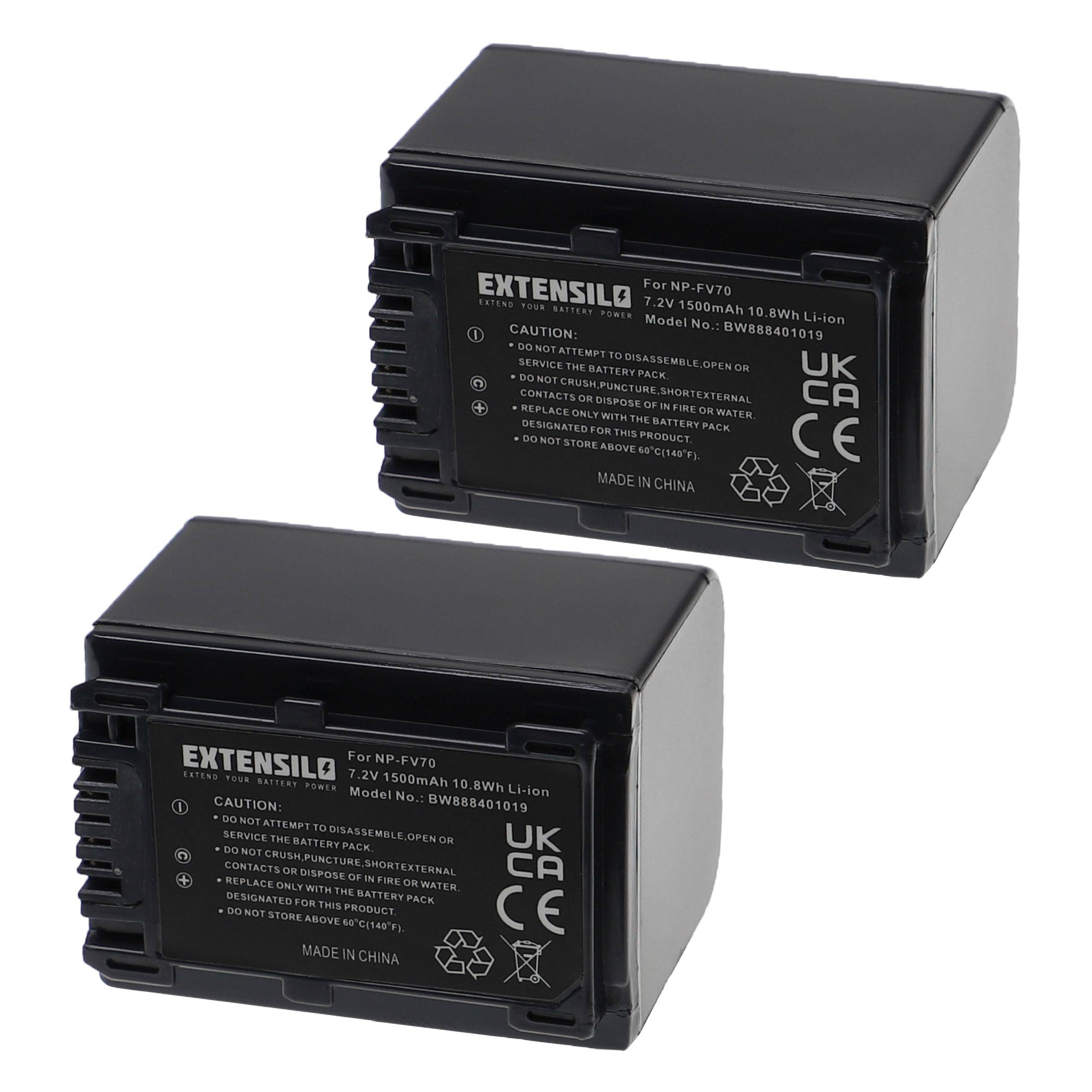 EXTENSILO 2x Akku kompatibel mit Sony NEX-VG900E, NEX-VG30H, NEX-VG900, NEX-VG30EH, PXW-Z90V, NEX-VG30EB Kamera (1500 mAh, 7,2 V, Li-Ion)