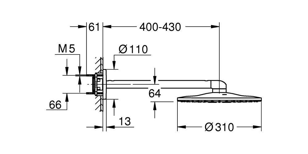 GROHE Kopfbrause RAINSHOWER SmartActive 310 430mm ha graph hard