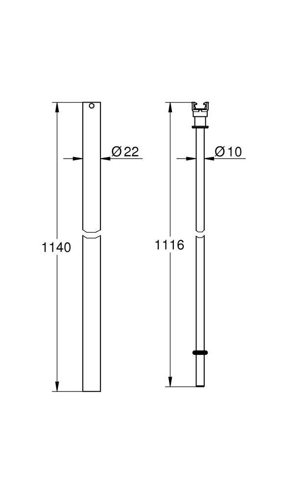 GROHE Ersatzrohr für Duschsysteme + 15cm chrom + 15 cm chrom