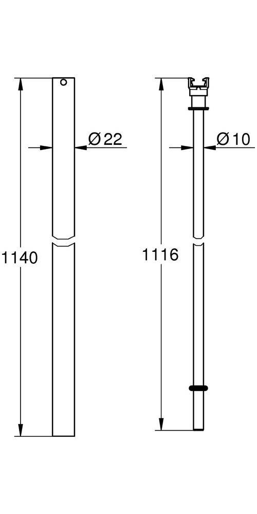 GROHE Ersatzrohr für Duschsysteme + 15cm chrom + 15 cm chrom