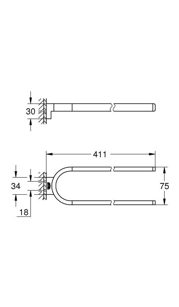 GROHE Handtuchhalter SELECTION 411mm, nicht schwenkbar, 2-armig chrom