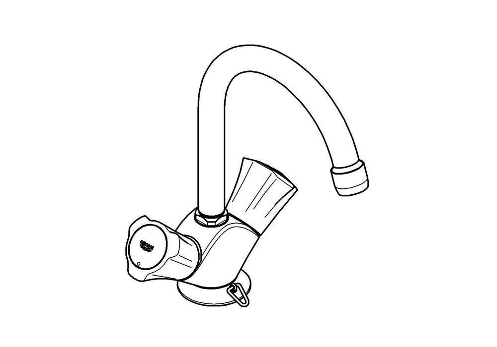 GROHE WT-Einlochbatterie Costa 1/2Zoll schwb Rohrausl. m Mousseur chr