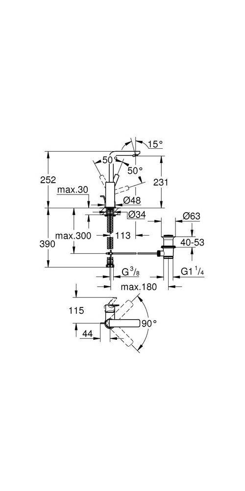 GROHE Einhand-Waschtischbatterie LINEARE 1/2Zoll L-Size ha graph gebü