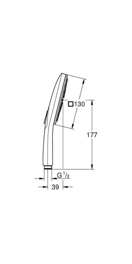 GROHE Handbrause RAINSHOWER SmartActive 130 Cube su-st supersteel