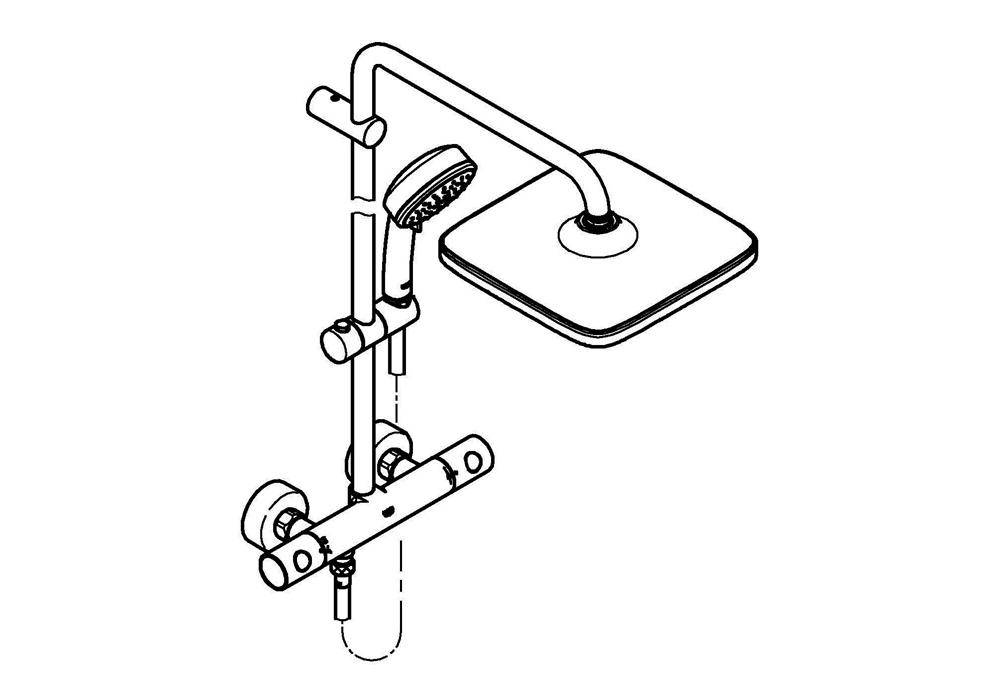 GROHE Duschsystem Tempesta C 250 Cube m Thermostat-Batt chr chrom mit
