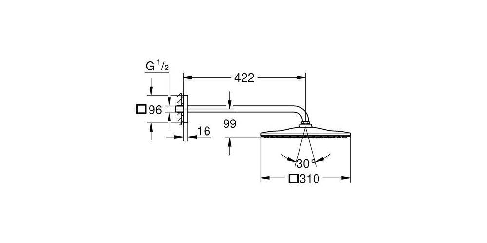 GROHE Kopfbrauseset RAINSHOWER 310 MONO CUBE 422mm su-st supersteel