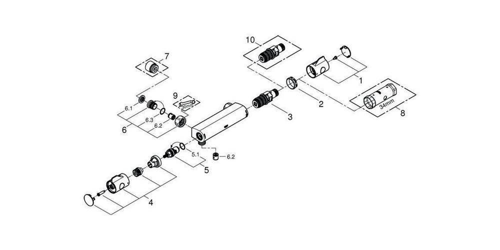 GROHE Thermostat-Brausebatterie GROHTHERM 800 1/2Zoll chr chrom