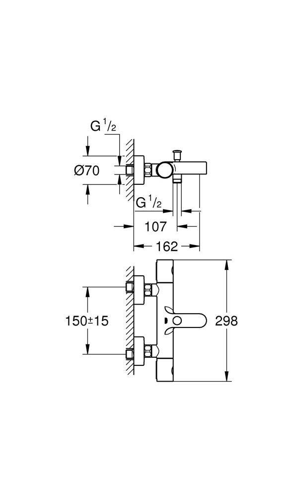 GROHE Thermostat-Wannenbatterie GROHTHERM 800 1/2Zoll chr chrom