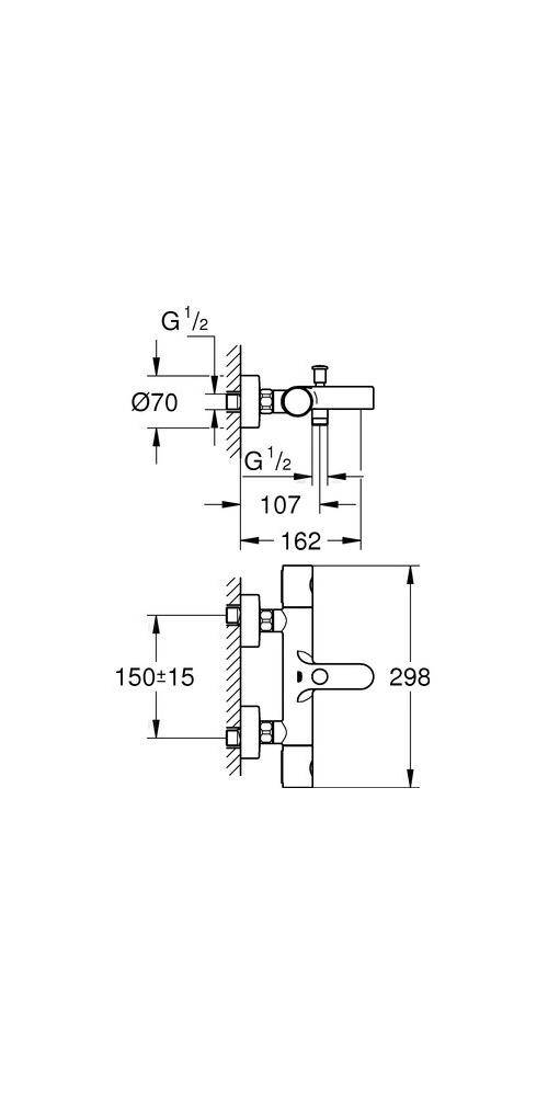 GROHE Thermostat-Wannenbatterie GROHTHERM 800 1/2Zoll chr chrom