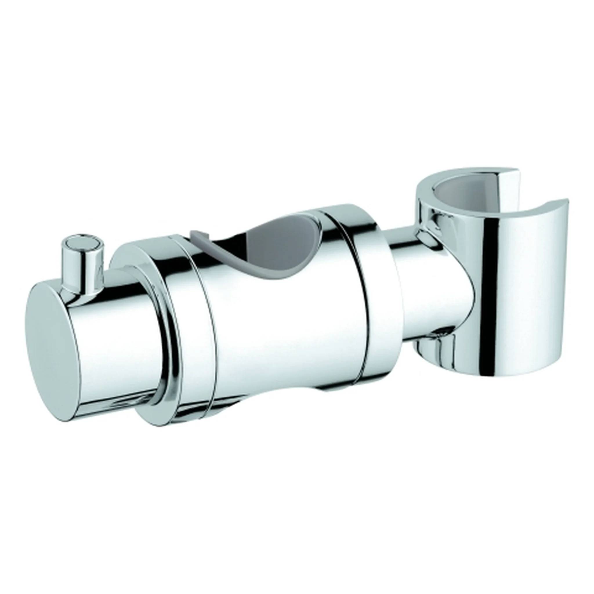 Halterung für Handbrause aus Chrom auf weißem Hintergrund.