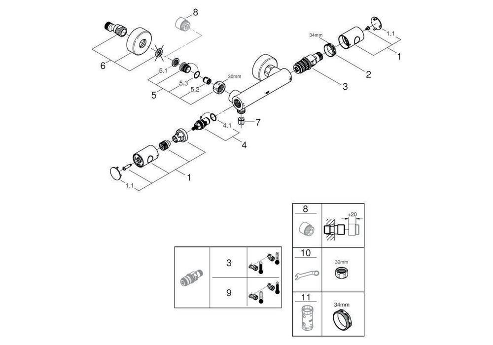GROHE Thermostat-Brausebatterie GROHTHERM 800 1/2Zoll chr chrom