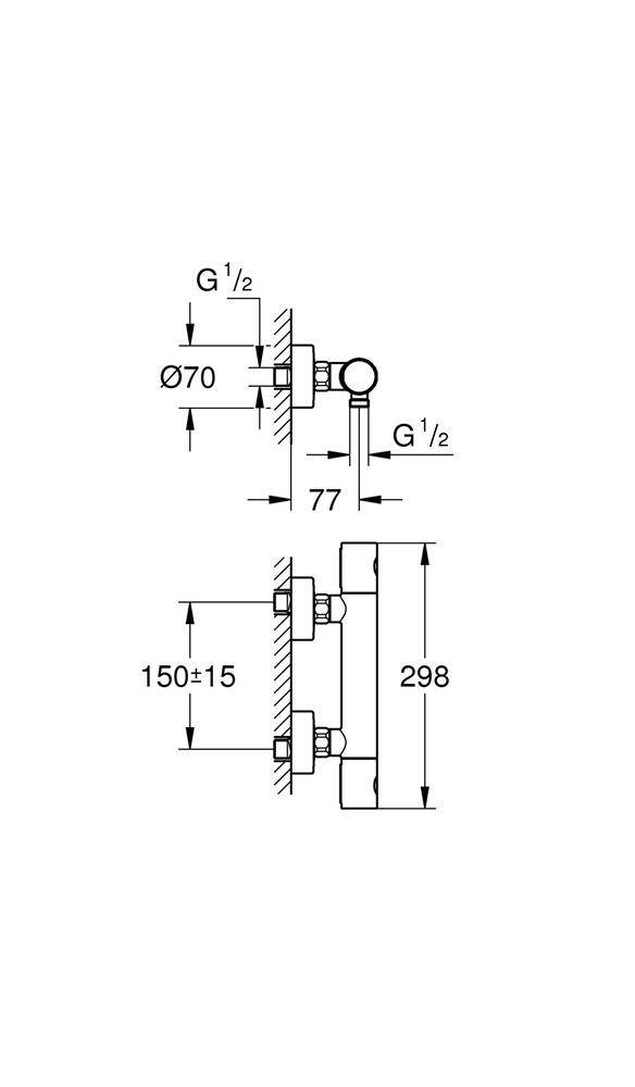 GROHE Thermostat-Brausebatterie GROHTHERM 800 1/2Zoll chr chrom
