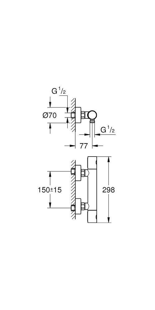 GROHE Thermostat-Brausebatterie GROHTHERM 800 1/2Zoll chr chrom