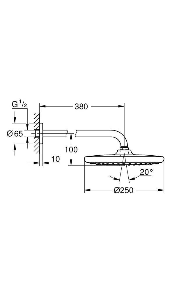 GROHE Kopfbrausenset Tempesta Cube 250 380mm chr chrom Brausearm