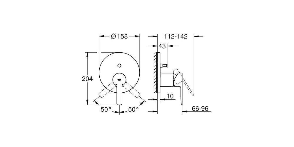 GROHE Einhand-Wannenbatterie LINEARE ha graph gebü hard graphite