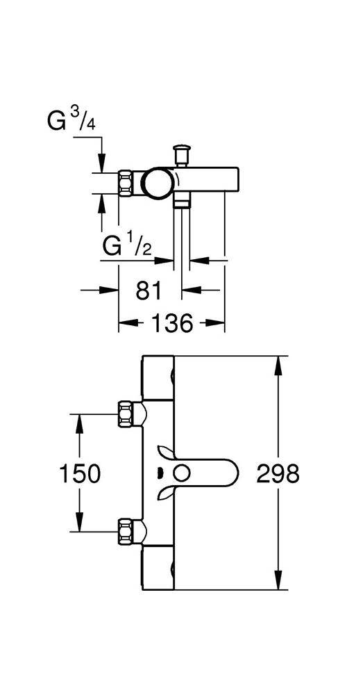 GROHE Thermostat-Wannenbatterie GROHTHERM 800 C 1/2Zoll chr chrom