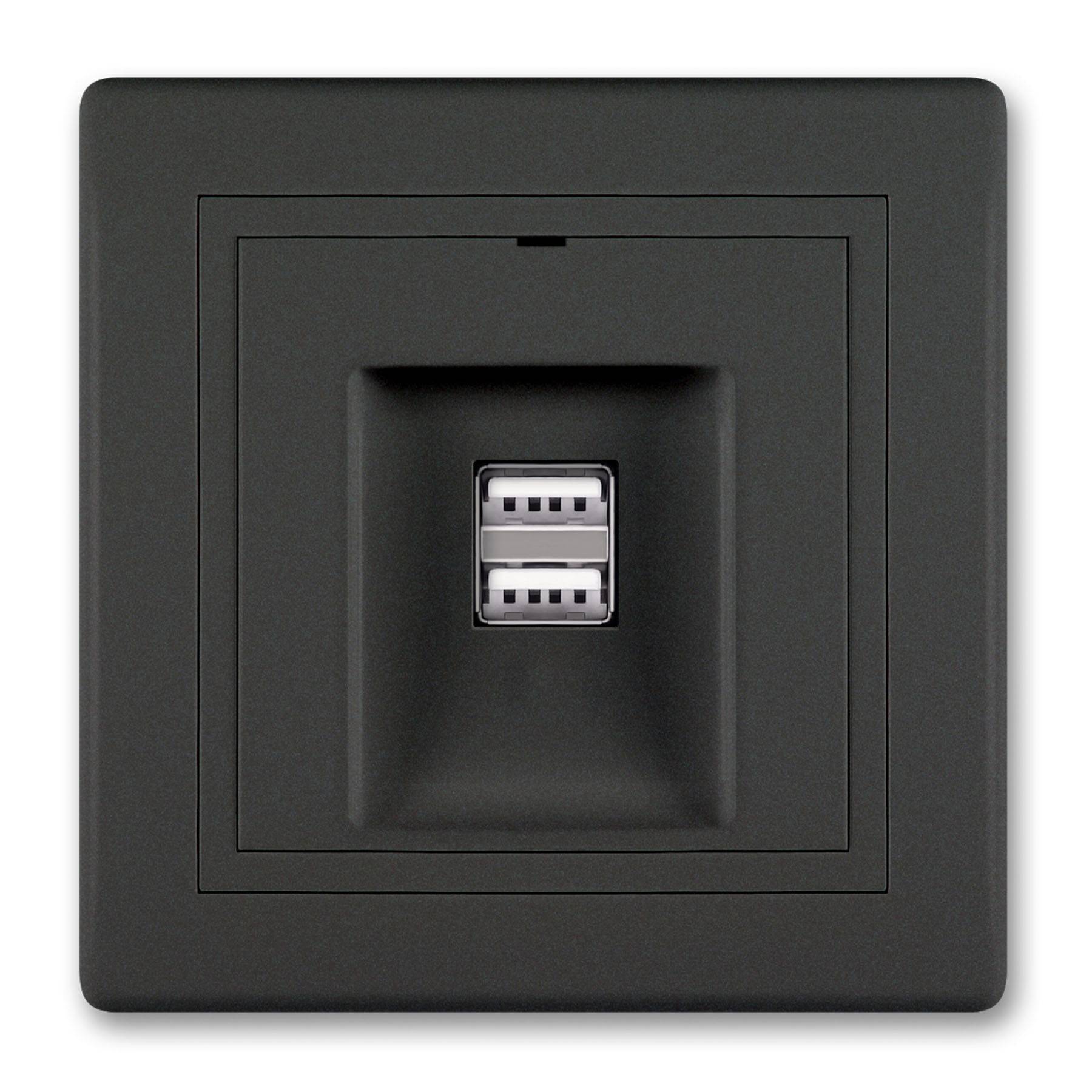 ALING-CONEL 2-fach USB Ladesteckdose 5V/2.1A inkl.Rahmen Schwarz Soft Touch