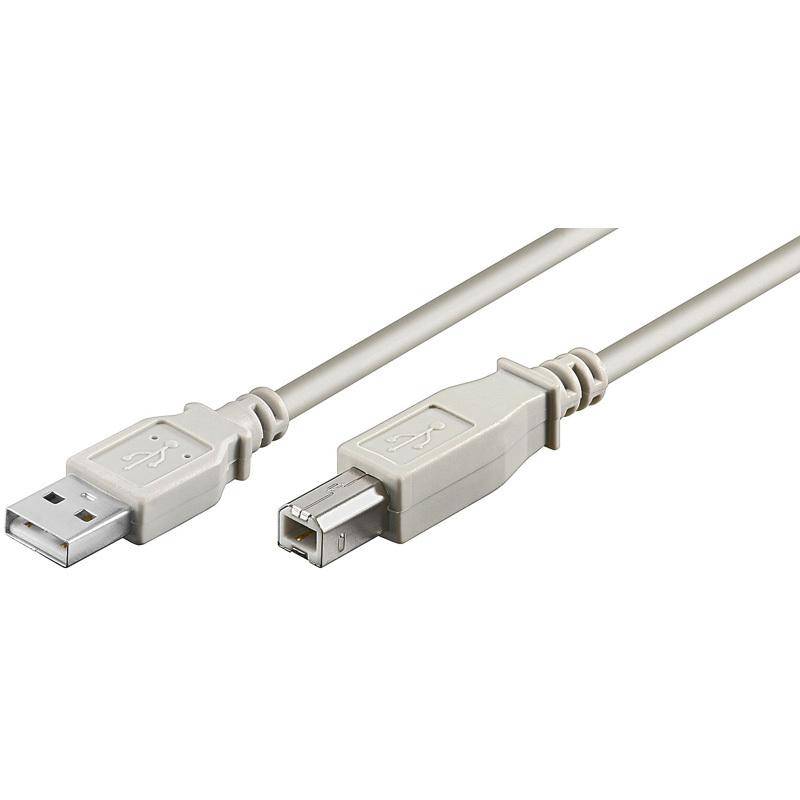 USB 2.0 Hi-Speed Kabel A Stecker  B Stecker grau - Länge: 3,00 m