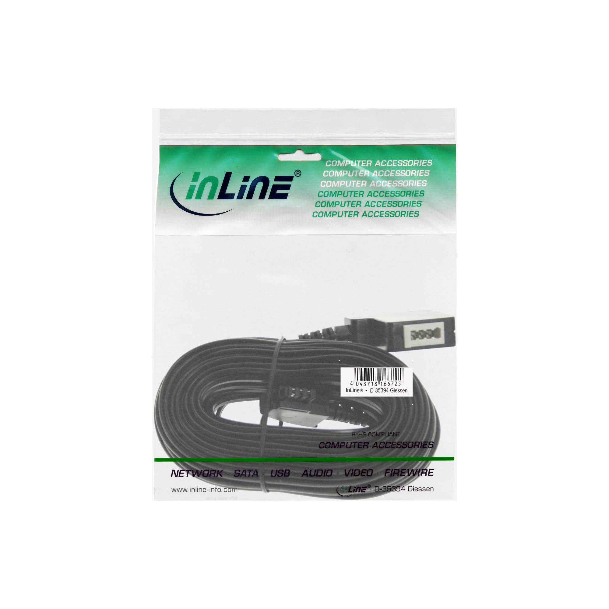 INLINE - TAE-F Verlängerung - TAE-F Stecker / Buchse - 15m