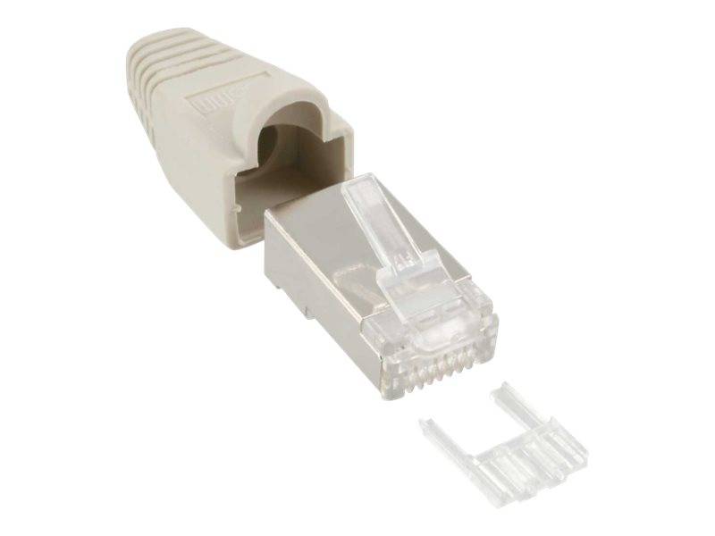 INLINE - 10er Pack Crimpst. RJ45 gesch. - mit Knickschutz & Einfädelhilfe - beige