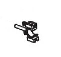 Schwarz-Weiß-Symbol einer kleinen mechanischen Klammer oder Halterung mit einem vorstehenden Griff.