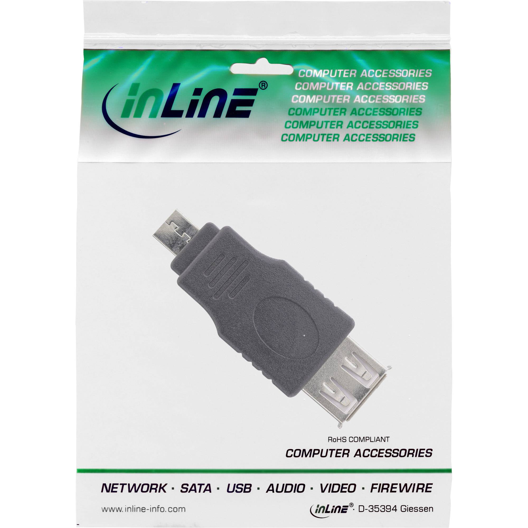 InLine Micro-USB Adapter - Micro-A Stecker an USB A Buchse - zu USB (W)