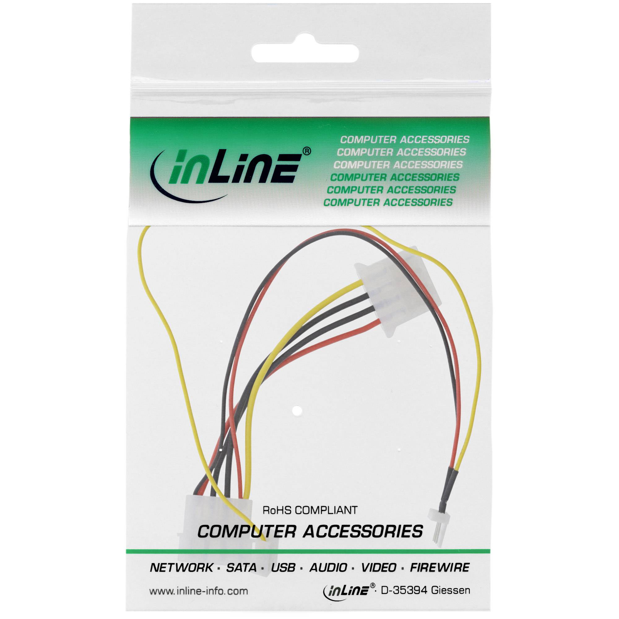 InLine Lüfter Adapterkabel - 12V zu 7V - mit Tachosignal - (M) bis Molex - 3-pol